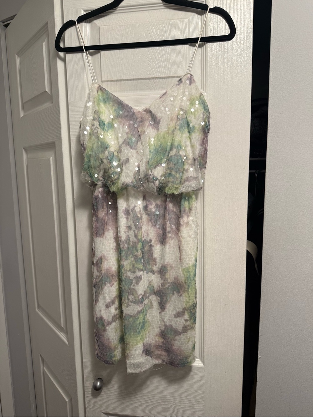 Aqua Pastel Tie-Dye Sequin Mini Dress